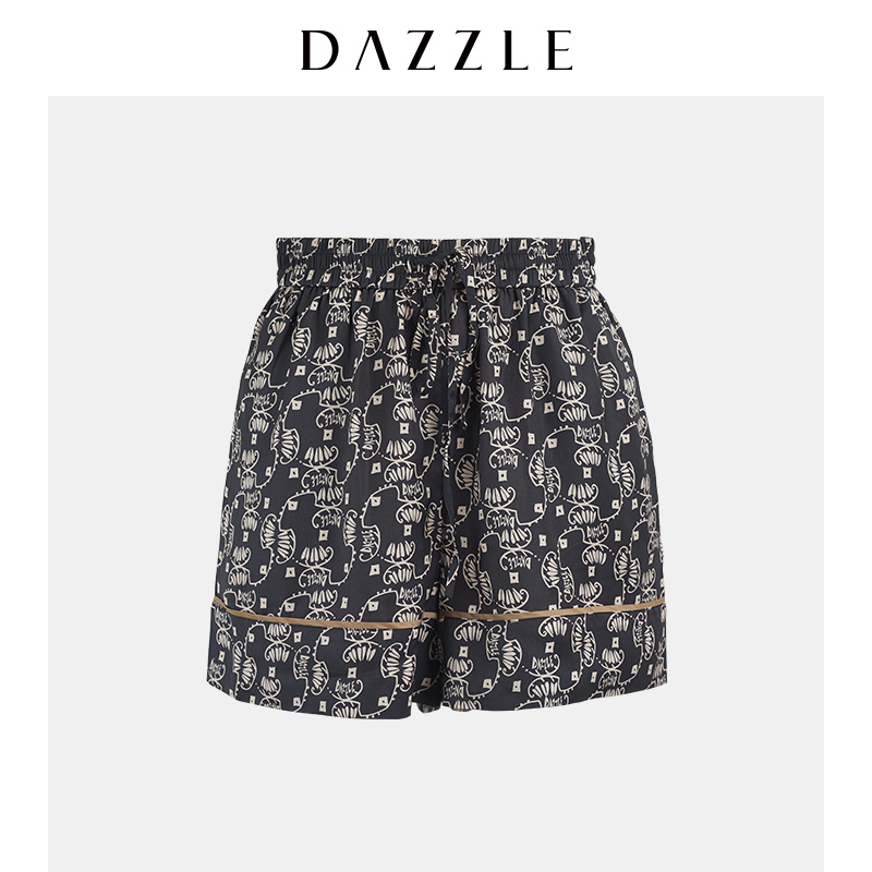 dazzle spring new european and american pajamas loose drawstring printed shorts for women 2g3q1106a