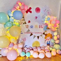 ins color balloon party placement mall photoglowing background wall decoration Elementary school graduation ceremony 618