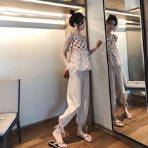 Pregnant Women summer suit fashion models 2021 summer Foreign style pregnant womens clothing tide hot mother personality out net red two sets