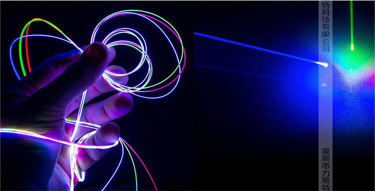 厂家批发3mm通体发光光纤侧发光软体光纤导光光纤导光条1米