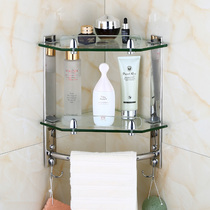 European bathroom shelf Glass wall storage rack Stainless steel wall toilet tripod Bathroom corner rack