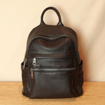 Leather large capacity Womens shoulder bag front layer cowhide Korean leisure school bag for men and women neutral soft leather backpack