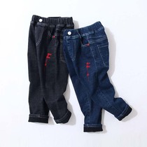 Boy plus velvet denim long pants winter clothes autumn and winter 2020 children Children Baby children casual cotton pants thickened