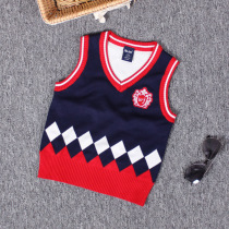 Childrens knitted vest boys baby childrens horse clip autumn and winter new childrens clothing boys sweater vest kindergarten waistcoat