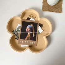 Ins style wooden tray retro old style decoration flower decoration Nordic homestay decoration photo props