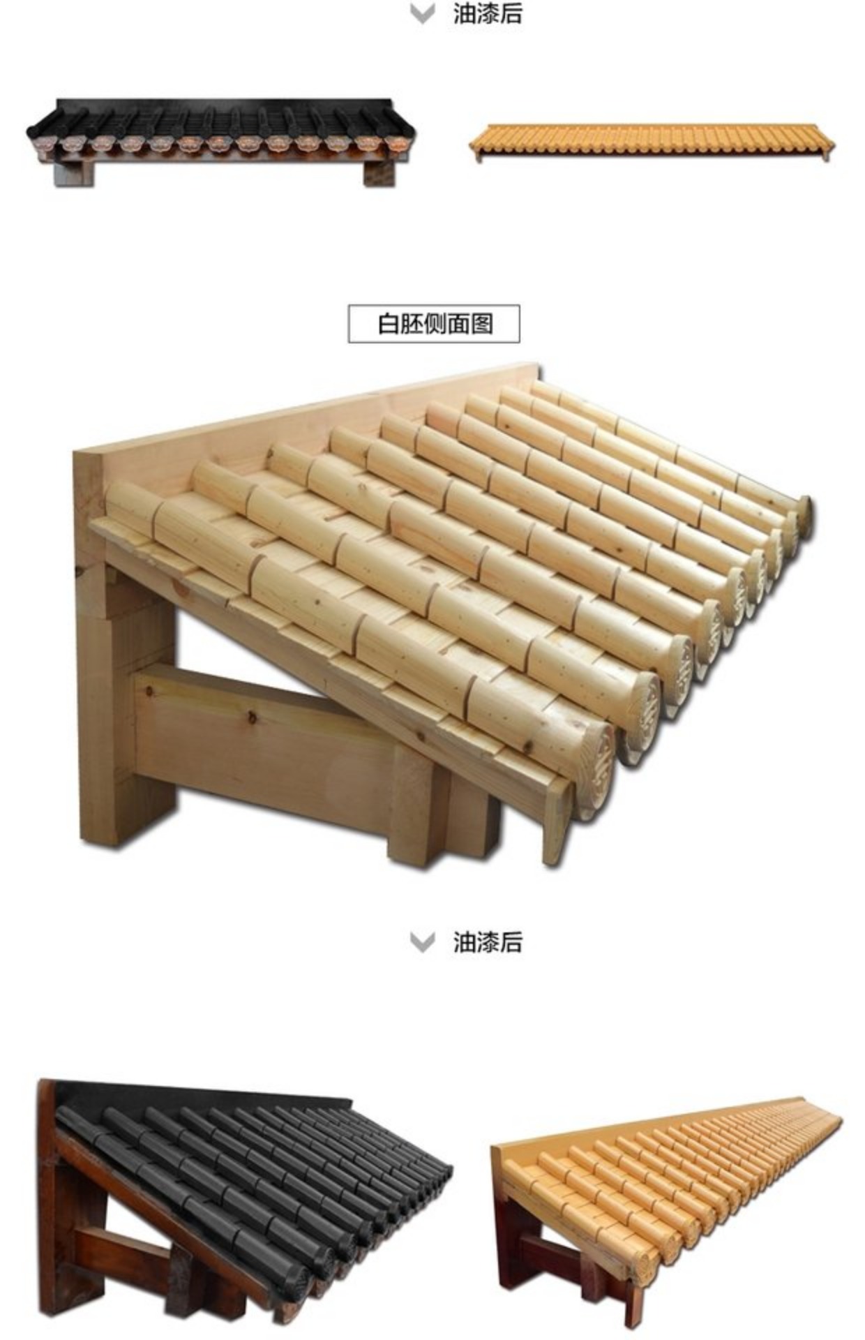 东阳木雕实木古建筑屋檐 中式飞檐仿古假门头 防腐木屋檐横檐定制