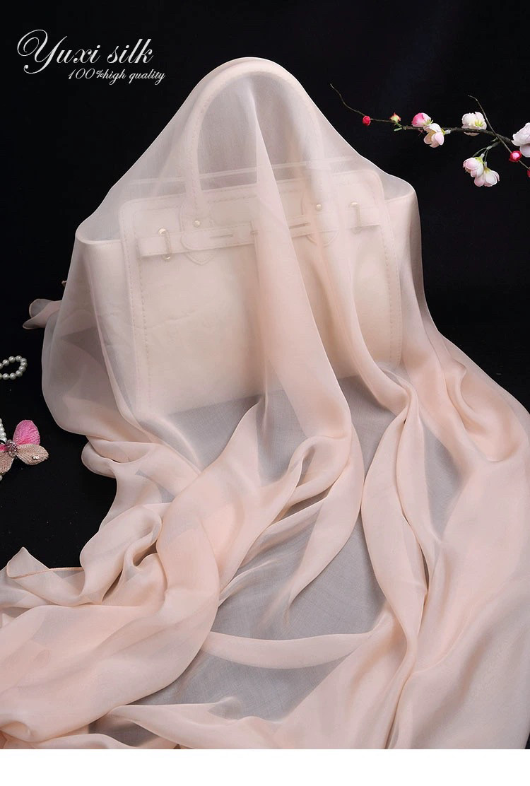 黄色纯色桑蚕丝长款真丝丝巾披肩女薄纱巾春秋冬夏季丝绸围巾