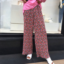 2020 new womens loose floral straight casual Joker waist wide leg pants lazy mop pants trousers women