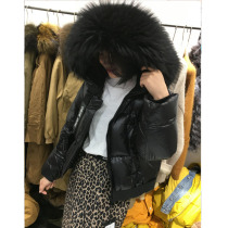 Down jacket womens short coat winter womens thick bread jacket hooded raccoon hair big hair collar small coat