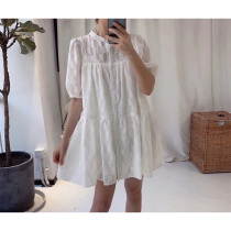 2020 new European station womens loose White aged retro summer short sleeve fashion temperament dress women