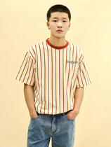Candymade 21SS Tennis Smiley Series Vertical Stripe Graffiti Letter Printing Short-sleeved T-shirt