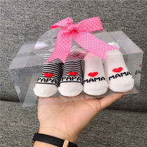 I love my mom and dad first baby socks 0-3 months All cotton newborn socks loose with no feet socks