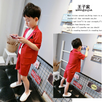 Boys dress suit Summer childrens suit Boys childrens summer casual Korean flower girl small suit Red British