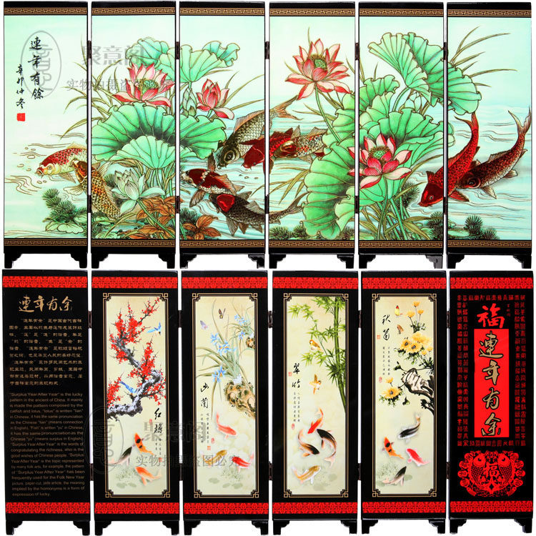 金陵十二钗漆器屏风木制摆件红楼梦主题中式装饰礼品