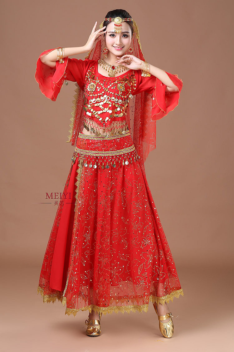 印度舞套装演出服 舞蹈表演服女成人裙子套装 肚皮舞服装2019新款