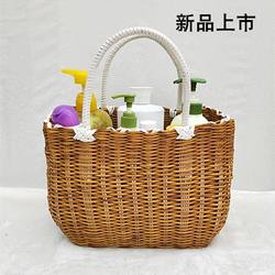 Shopping vegetable basket plastic hand-woven vegetable and fruit picnic supplies complete set of Internet celebrity portable bath blue ins