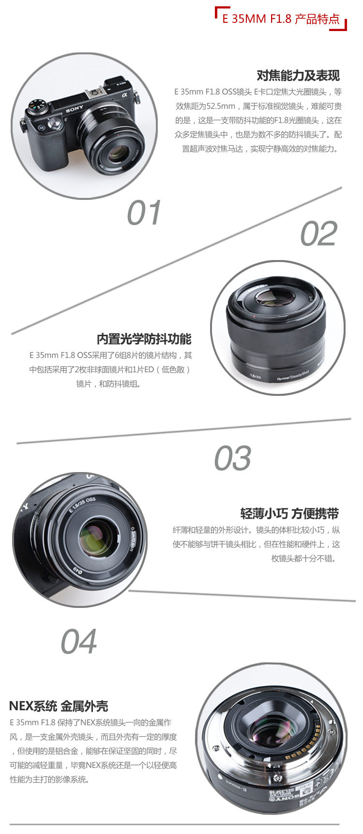 现货国行适用索尼e 35mm f1.8.oss sel35f18 e35 1.