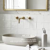 Cream handmade brick homestay bathroom tile designer shop wall brick modern Nordic avocado green