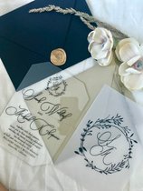 Personal custom navy blue marriage invitation for transparent acrylic wedding invitation for simple business invitation