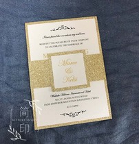 Simple gold wedding welcome invitation personally customized high - end European silver wedding invitation