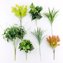 Simulation of green leaves plastic fake flowers decoration green rosette evergreen bunches fennel grass bunches of honeysuckle