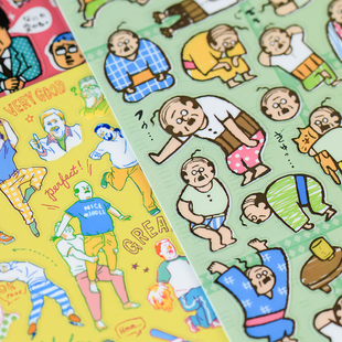 贴纸6款包邮 卡通拼贴 日本mw怪蜀黍没节操搞怪大叔pvc平面装饰贴纸