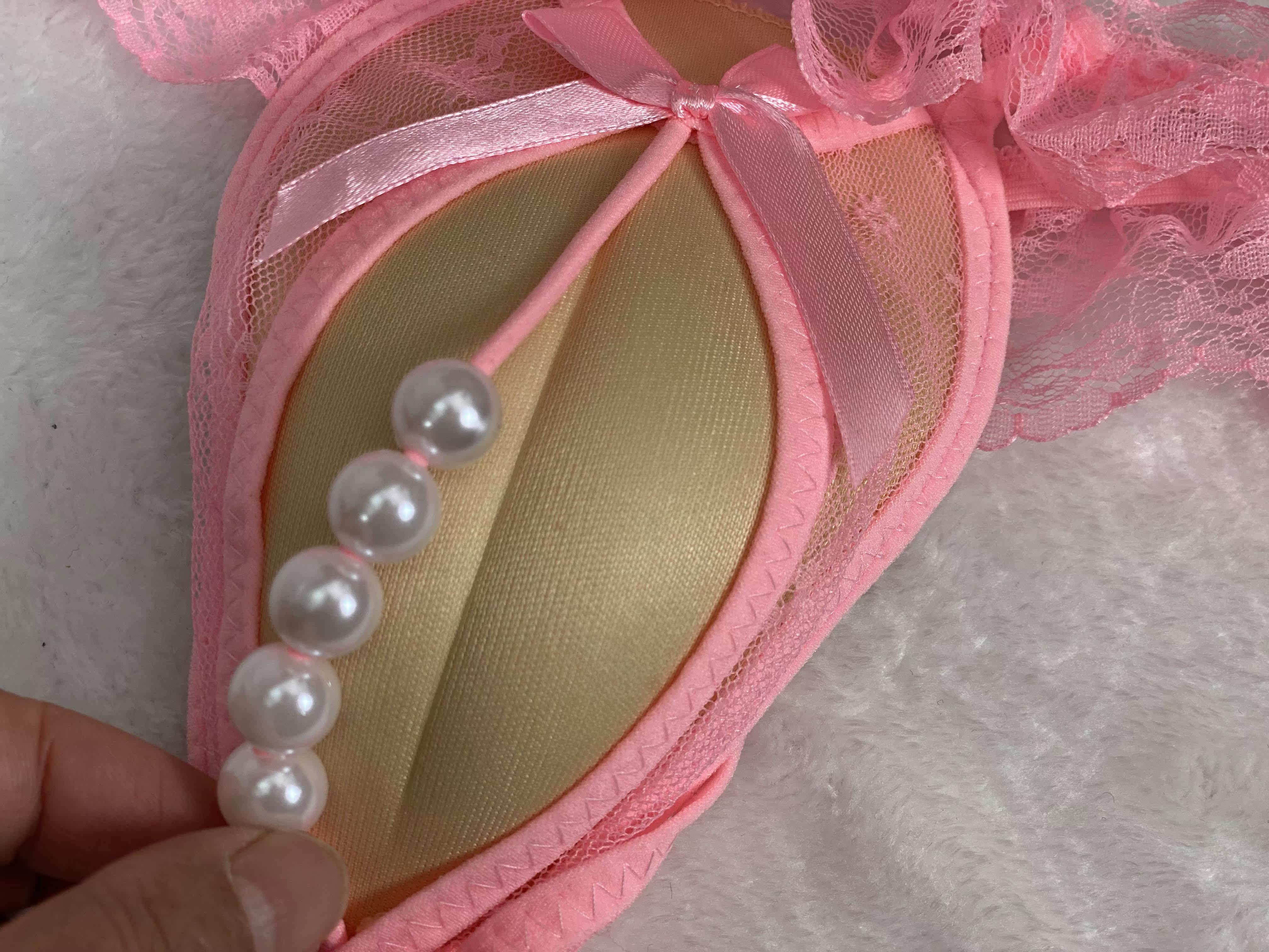 苾美 珍珠纱边 性感透视内裤 cd变装jj裤 定形护裆底裤 隐藏jj