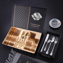 New main fork soup spoon Nordic gold Portuguese tableware Stainless steel knife and fork spoon set Western steak knife and fork