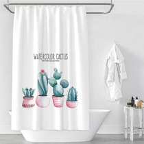 Nordic Cactus Current Goods Supply Digital Printed Polyester Fiber Cloth Bath Curtain Waterproof curtain Personality Door Curtain Toilet Curtain