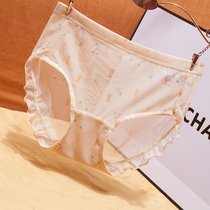 Snare panties female summer thin-dollar daily tethered with large yards fat mm sexy transparent lady middle-waist butt trousers