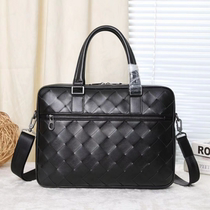 GESIDA2020 New Handbag Men Genuine Leather Briefcase Pure Hand Woven Business Computer Bag Single Shoulder Bag