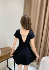 Sexy low breasted bath girl massage technician work clothes dress