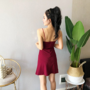 Sexy V-neck cross low cut nightclub anchor show slim back dress