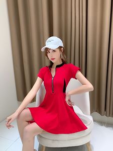 Casual and all-around Tight Sexy bag hip and waist color block round neck short sleeve T-shirt dress