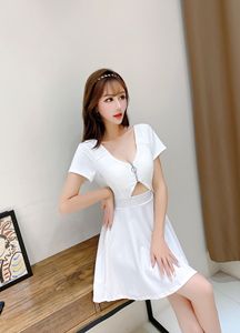 Sexy low breasted bath girl massage technician work clothes dress