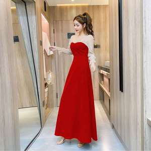 French design net red machine elegant waist closing light mature dress