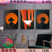 Modern minimalist art abstract wearing hats black and white characters geometric style decorative painting core picture material