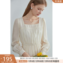Fan Si Lanen romantic square collar dress female autumn 2021 new waist fairy dress bubble sleeve skirt