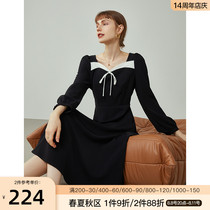 Fan Silane French first love dress small black dress design with long sleeve dress 2022 new summer dress