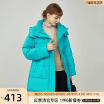 (90 white duck duvet) bright downel medium - long - range 2022 winter new Han edition of a pure colour warm coat