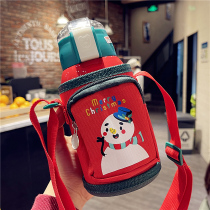 Double cover children 316 stainless steel thermos cup Christmas smart suction tube Cup students cute portable water Cup