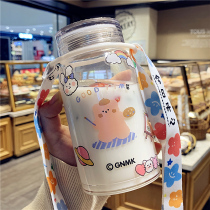 Korean bear heat resistant glass male creative fresh water cup female student ins girl heart cute portable cup