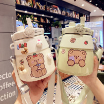 Simple large-capacity ladies high-value double drinking cup students portable stainless steel kettle mesh red