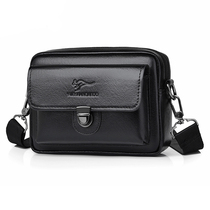 Genuine leather mobile phone bag mens fashion shoulder bag horizontal crossbody bag casual mens bag cross bag Korean style trendy brand small backpack