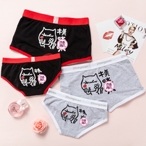 Creative Cartoon Personality Couple Underpants Cotton Set Sexy Cotton Underwear Women breifs Men Flat Corner