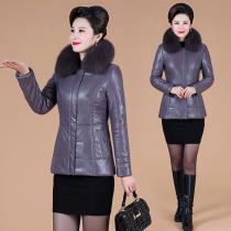 Haining new female short Fox wool sheep leather down cotton clothing slim slim middle-aged mother leather coat