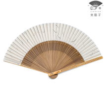 Beijing Fan) High Wind Festival Fan Chinese Style Ancient Fashion Men Fan Yuzhu Folding Fan Hanfu Accessories Hand Craft Fan