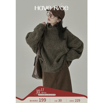 HAVERICE restaurant Lazy literary style soft waxy alpaca autumn and winter solid color turtleneck sweater top wool knitting