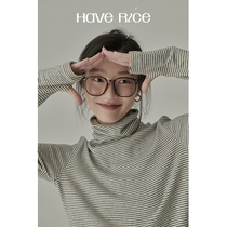 The HAVERICE restaurant reproduces the classic timeless basic all-match high-neck striped knitted bottoming shirt top