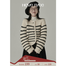 HAVERICE restaurant Oreo series Gentle Korean style niche design high waist short knitted cardigan women